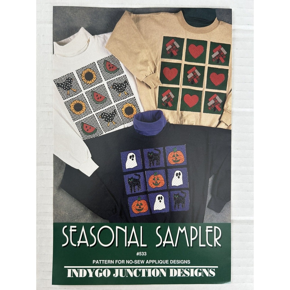 Vtg Seasonal Sampler #533 Pattern for No-Sew Applique Uncut Halloween Christmas